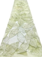 Tissu en dentelle à paillettes 100% polyester de haute qualité avec motif floral, style élégant et luxueux pour robes de mariée