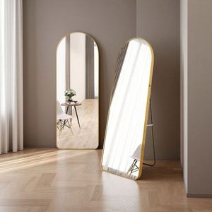 Bán Buôn Sang Trọng Vàng Đầy Đủ Chiều Dài Tường Gương Tùy Chỉnh Thay Đồ Lớn Sàn-Đứng Gương Với Khung Kim Loại Cổ Điển Màu Đen Thiết Kế - Product Image 3