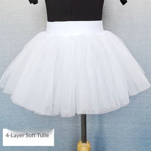 <span class=keywords><strong>Jupe</strong></span> de danse unisexe pour enfants en crochet, <span class=keywords><strong>tutu</strong></span> de ballet mi-long en maille à quatre couches, blanc, pour spectacle de six jours - Product Image 6