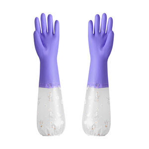 Gants de ménage extra longs pour femmes, doublés de polaire, épais, imperméables, chauds, pour la cuisine, la vaisselle et le nettoyage en hiver - Product Image 2