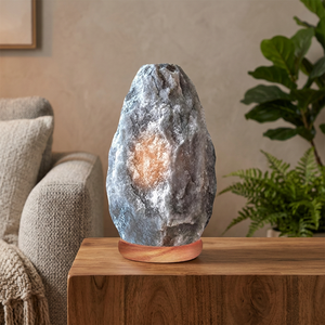 Lampes en sel gris de l'Himalaya de haute qualité, forme naturelle, 2-3 kg, avec base en bois, prix direct usine. - Product Image 1
