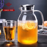 Bouilloire froide en verre à haute teneur en borosilicate avec couvercle pour restaurant et hôtel de ménage et décoration pour eau froide