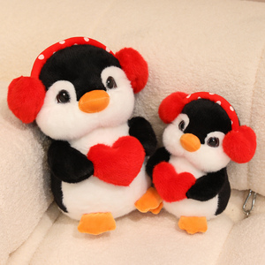 Pingüino de Peluche al por Mayor con Corazón y Orejeras, Animal de Peluche, Decoración del Hogar, Juguete de Pingüino Suave - Product Image 5