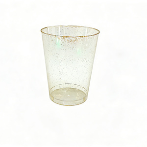 Vasos Desechables de Plástico Transparente con Purpurina Dorada de 10 oz, Vasos Transparentes para Fiestas, Bodas, Eventos, Catering, <span class=keywords><strong>Bebidas</strong></span> - Product Image 1