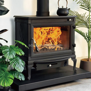 Poêle à <span class=keywords><strong>bois</strong></span> en <span class=keywords><strong>fonte</strong></span> - Design contemporain, autoportant, avec fonctions de chauffage et décoratives pour hôtels - Product Image 2