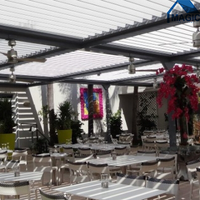 Pergola bioclimatique motorisée pour jardin extérieur, pergola en aluminium avec toit à lamelles réglables