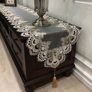 Luxury American Style Vintage Embroidered Lace Floral Tassel Decorative Polyester <strong>Dining</strong> <strong>Table</strong> <strong>Runner</strong> for Tea Art Coffee - Product Image 5