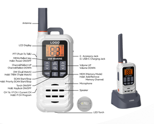วิทยุสื่อสารแบบพกพา VHF สำหรับเรือเดินทะเล ระบบดิจิตอล ระยะทาง 3 กม. กันน้ำ พร้อมระบบสื่อสารแบบอนาล็อกสองทาง - Product Image 2
