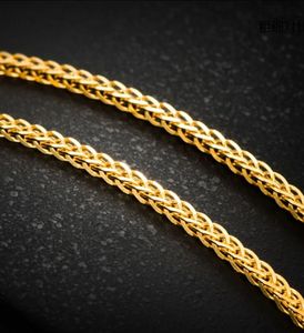 Collar trenzado de cadena de trigo de oro amarillo macizo de 18 quilates de 1.1mm, 2.1mm, 2.5mm, 3mm, que no se desvanece, de estilo occidental, de moda para mujer - Product Image 5