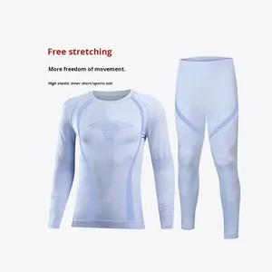 Completo <span class=keywords><strong>Termico</strong></span> Autunno Inverno Senza Cuciture, Pantaloni da Sci Traspiranti ad Asciugatura Rapida, <span class=keywords><strong>Set</strong></span> Sportivo per Ciclismo Uomo <span class=keywords><strong>Donna</strong></span> - Product Image 5