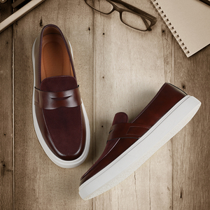 Mocassins pour hommes en cuir PU à lacets, antidérapants, souples et résistants, chaussures de ville classiques à enfiler pour hommes - Product Image 6