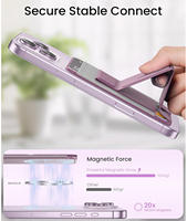 Soporte Magnético para Teléfono, Tarjetero, Cartera de Cuero PU, Soporte de Escritorio con Clip Trasero, Plegable, Flexible y Portátil