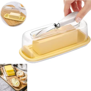 Household Tableware Kitchen Supplies Seal <b>Butter</b> Box Transparent Cover Cheese Storage Box <b>Butter</b> <b>Dish</b> With Lid and Knife - Product Image 1