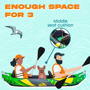 Kayak inflable de PVC para 2 personas de 320 <span class=keywords><strong>CM</strong></span> con toldo de sol desmontable exclusivo Color verde para adultos Deportes acuáticos al aire libre - Product Image 6