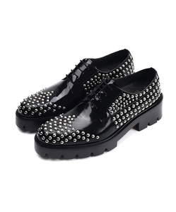 <span class=keywords><strong>Scarpe</strong></span> in Pelle Nera Verniciata Stile Punk Rock con Borchie e Suola Spessa, Derby da <span class=keywords><strong>Uomo</strong></span> di Design <span class=keywords><strong>per</strong></span> Club, Feste e Palcoscenico - Product Image 5