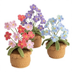 <span class=keywords><strong>Plante</strong></span> en pot de Myosotis Premium, fleur artificielle en laine tricotée à la main, finition tournesol, rose en fil de laine, 15 cm, ornement de bureau - Product Image 1