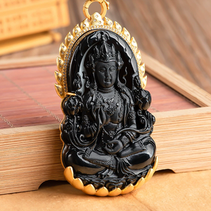 Pendentif Guanyin en jade naturel de qualité A avec cadre en argent S925, pierre précieuse en jade noir, élégant et haut de gamme - Product Image 4