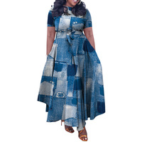 Robe d'automne décontractée pour femmes africaines Robe grande taille à manches courtes