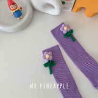 Chaussettes florales pour bébés filles, mignonnes, mi-mollet, tricotées en 3D avec petites fleurs, style princesse tendance, respirantes, longues, pour l'été