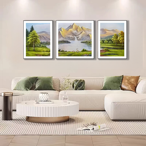Orientali eleganti montagne verdi e acque verdi vetrate ceramiche soggiorno sfondo decorazione della parete <span class=keywords><strong>pittura</strong></span> - Product Image 2