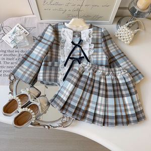 Conjunto de Ropa de Invierno para Niñas, Estilo Moderno y Elegante, Conjunto de 2 Piezas, Abrigo y Falda Plisada, Conjunto de Ropa para Bebés de 90-140 cm - Product Image 1