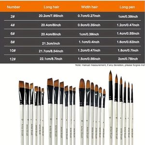 Pinceles de pintura acrílica y acuarela, mango de madera blanco, pelo de nailon, juego de pinceles profesionales para artistas. - Product Image 5