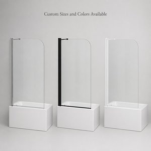 Paroi de <span class=keywords><strong>douche</strong></span> pivotante en aluminium semi-cerclée avec porte en verre pour salle de bain - Product Image 2