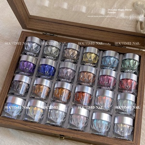 High-End 24 Color Moonlight <b>Magic</b> Mirror Powder Ultra-Fine Ultra-Shiny Japanese Glitter Nail Chrome Pigment Manicure Set - Product Image 6