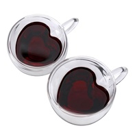 Tasse à thé en verre artisanal de 8 oz, directement de l'usine CnGlass. Mug à café en verre borosilicate à double paroi en forme de cœur mignon avec poignée