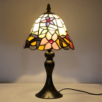 Lampe de table LED simple et réglable LongHuiJing de 8 pouces, style méditerranéen, en verre teinté, avec dôme en forme de rose, pour chambre à coucher