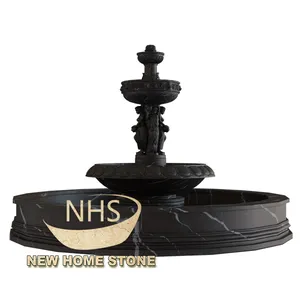 Nero Marquina Marble Water Fountain 3 tiers Fonte De Pedra Natural Para Decoração Do Jardim Ao Ar Livre