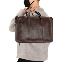Sac à bandoulière vintage en cuir de vachette pour bureau, sacoche en cuir véritable pour ordinateur portable, porte-documents en cuir pour hommes