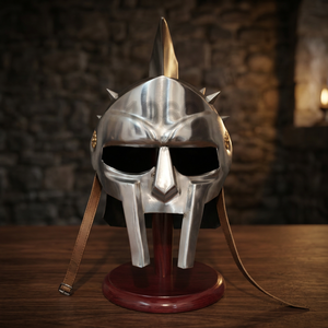 Casco de Gladiador Romano Griego Medieval, Réplica de Película, Casco Espartano Personalizado, Chapado en Plata, Acero Inoxidable - Product Image 3