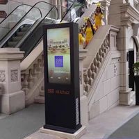 Pantalla Publicitaria Digital HD de 55 Pulgadas con Soporte de Piso, Diseño Delgado, Reproductor Multimedia Inteligente para Promoción en Centros Comerciales