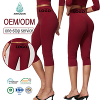 Pantalon Capri Taille Haute Personnalisé avec Logo, Effet Sculptant Avant Sans Couture, Très Élastique, pour Femme, Idéal Gym, Course et Fitness