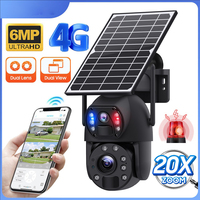Caméra de sécurité solaire sans fil HD 20X Zoom double objectif 6MP, caméra IP CCTV extérieure PTZ, caméra réseau IP 4G