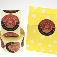 Rouleau d'étiquettes adhésives rondes en vinyle enduit imperméable avec logo personnalisé, prix de gros, pour emballage cadeau et artisanat