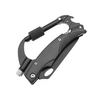 Couteau pliant multifonction 7-en-1 LED avec mousqueton, tournevis portable, ouvre-bouteille, outil de camping EDC OEM