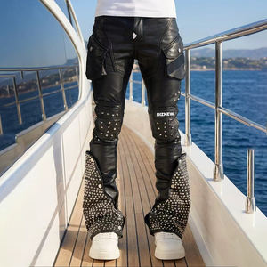 جينز رجالي ضيق من DiZNEW لعام 2025 مع جيوب متعددة وحاشية قابلة للفصل وأزرار معدنية معززة - Product Image 3