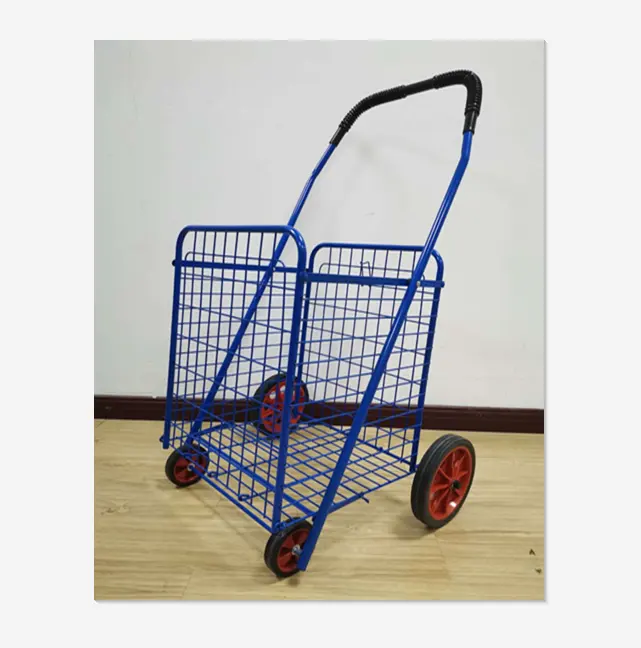 Carrito de compras plegable de 4 ruedas, carrito de utilidad rodante