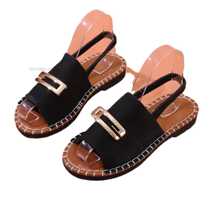 Factory Wholesale New Flat Sandals Women Cloth Elastic Metal Decoration Large Size <b>Shoes</b> - Product Image 5