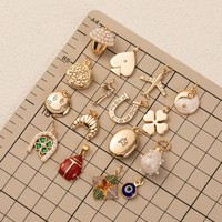 Collier ajustable à fermoir ouvert DIY de style européen et américain avec pendentifs ronds assortis, plaqué or 18 carats, résistant à la décoloration