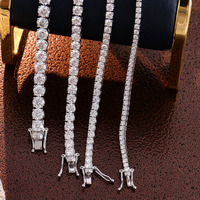 Collier chaîne Figaro Hip Hop en argent sterling 925 plaqué platine/or/argent avec moissanite VVS taille princesse 3mm 4mm 5mm 6.5mm