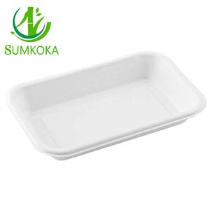 SUMKOKA sıcak satış PFAS ücretsiz gıda sınıfı biyobozunur tek kullanımlık sebze dikdörtgen şeker kamışı Bagasse tepsi et tepsisi meyve tepsisi - Product Image 1