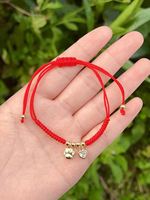 Bracelets en cordon rouge tendance pour femmes, plaqués or, avec breloques cœur et croix, chaîne réglable, bijoux porte-bonheur, ensembles cadeaux