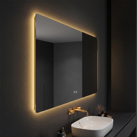 Espejo de Baño LED Rectangular Moderno y Elegante con Luz Superior e Inferior, Control Táctil, Montado en la Pared, Antivaho