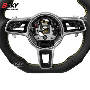 Volante Sportivo in Pelle Nappa Premium con Indicatore Giallo per <span class=keywords><strong>Porsche</strong></span> Macan Panamera 911 718 <span class=keywords><strong>918</strong></span> <span class=keywords><strong>Spyder</strong></span>, Aggiornamento da Vecchio a Nuovo - Product Image 5