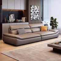 Canapé-lit en cuir en forme de L moderne et luxueux à trois places, ensemble inclinable avec rembourrage en éponge écologique, idéal pour appartements, hôtels, villas et salons.