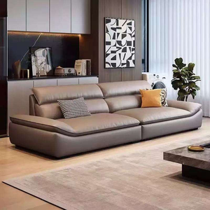 Sofá Cama de Cuero en Forma de L de Tres Plazas, Moderno y de Lujo, Reclinable, Relleno de Esponja, Ecológico, para Apartamentos, Hoteles, Villas y Salas de Estar - Product Image 1