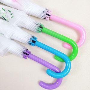 Automatic Open Clear Plastic Curved Handle Rain Proof Cute High Quality Custom Print Promotional Gift Children Straight <b>Umbrella</b> - Product Image 2